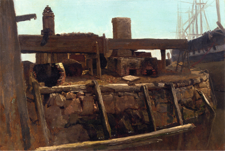 Albert Bierstadt Oil Painting Wharf Scene - Click Image to Close